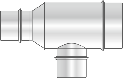 T desdoblador biflujo-coaxial